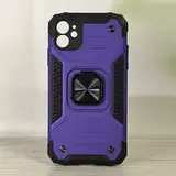 Противоударный чехол для iPhone 11 фиолетовый с пластиной для магнитного автодержателя и кольцом подставкой