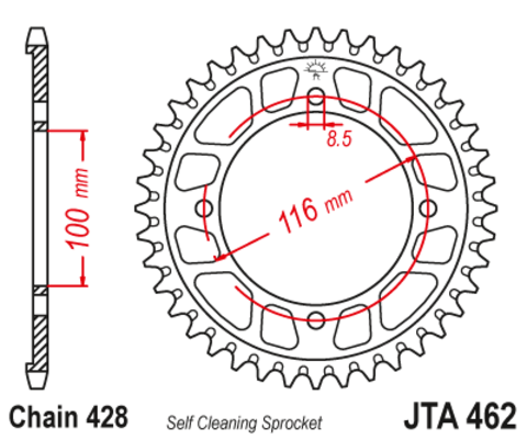Звезда ведомая алюминиевая JTA462 49