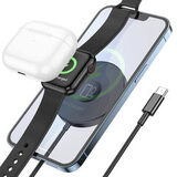 БЗУ магнитное MagSafe для iPhone 12, 13, 14, 15 серии с быстрой зарядкой 15W Hoco CW41 для телефонов, наушников, умных часов беспроводное зарядное устройство (Черный)