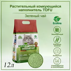 HOMECAT Эколайн комкующийся наполнитель для кошачьих туалетов с ароматом зеленого чая 12 л