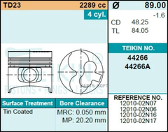 Поршень двигателя TEIKIN 44266 STD (4шт/упак)