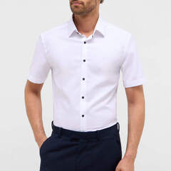 Сорочка мужская Eterna Slim Fit 1181-G171-00 белая с контрастной отделкой, короткий рукав