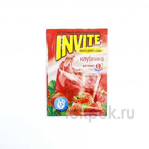 Растворимый напиток INVITE со вкусом клубники, 9 гр