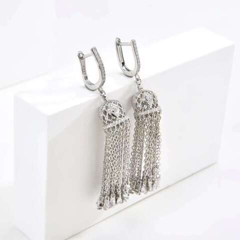 4653 -Серьги-кисточки короткие из серебра в стиле Ko Jewelry