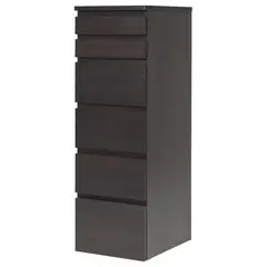 Комод с 6 ящиками - IKEA MALM, 123х40х48 см, черно-коричневый МАЛЬМ ИКЕА