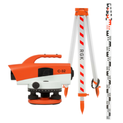 Комплект - оптический нивелир RGK C-32, рейка RGK TS-7 и штатив RGK S6-N C32S6TS7