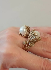 85411 - Кольцо разъемное с жемчугом в стиле BOTTEGA