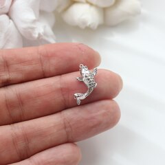 УЦЕНКА!!! Коннектор Рыбка Карп с фианитами 17*10 мм, родий, У093