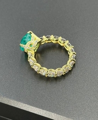 40035- Кольцо из серебра в лимонной позолоте с кварцем параиба огранка сердце