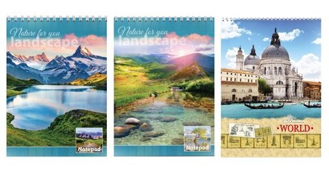 Блокнот А5,80л,кл,греб, цвет.мелов.обл. в ассорт