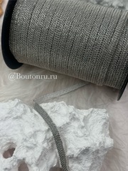 Тесьма серебристая мониль (6 рядов) на тканевой основе