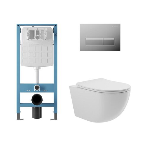 Aqueduto AQDS326T AQD комплект: TECNICA Novo Система инсталляции для подвесного унитаза, RETANGULO Novo, Панель смыва, хром, OVO Tornado Унитаз подвесной 525*360 безободковый, Tornado, сиденье с микролифтом, белый глянцевый