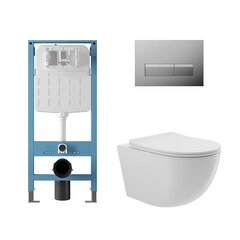 Aqueduto AQDS326T AQD комплект: TECNICA Novo Система инсталляции для подвесного унитаза, RETANGULO Novo, Панель смыва, хром, OVO Tornado Унитаз подвесной 525*360 безободковый, Tornado, сиденье с микролифтом, белый глянцевый фото