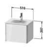 Duravit XSquare Тумба подвесная под раковину # 234453, 1 выдвижное отделение, 397x510x418мм, цвет White High Gloss XS422102222