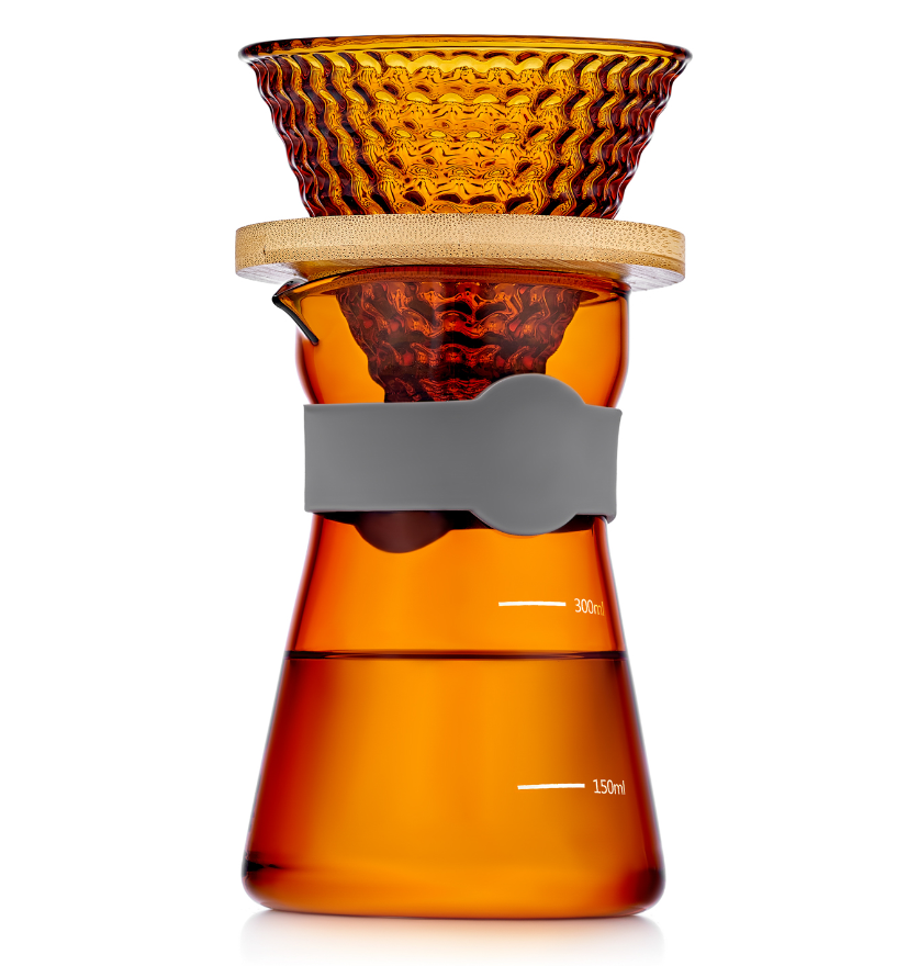 Кофеварки Кемекс, кофейники, френч пресс (Chemex) Пуровер-кофеварка для фильтр кофе из янтарного стекла, 400 мл 5-010-400y.PNG