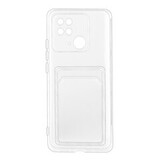 Силиконовый чехол с визитницей - кармашком для карт Clear Card для Xiaomi Redmi 10C (Прозрачный)