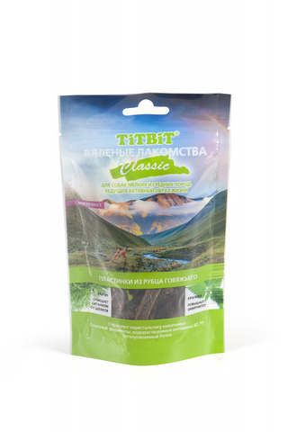 Titbit вяленые лакомства пластинки из рубца говяжьего Classic 50г
