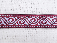 Тесьма жаккард, ш. 2 см, бордовый с серебром