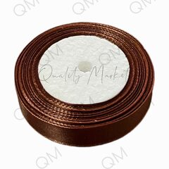 Лента атласная 2 см 25 ярдов (тёмно-коричневая)