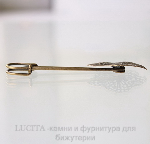 Основа для броши  c филигранным цветком (цвет - бронза) 81,4х34 мм ()