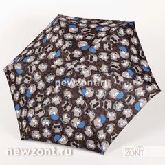 Темно-серый плоский mini зонт NEX с котами с зонтиками