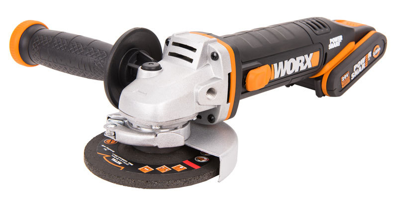 Угловая шлифмашина аккумуляторная WORX WX800, 20В, 115 мм, 2*2,0Ач, кейс