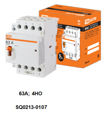 Контактор модульный с ручным управлением КМ63/4-63 4НО 230В АС TDM