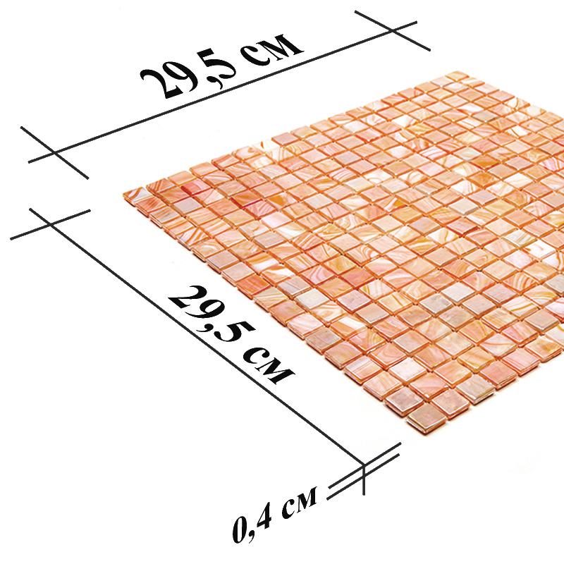 NB819-m Мозаика одноцветная чип 15 стекло Alma Mono Color оранжевый квадрат глянцевый перламутр