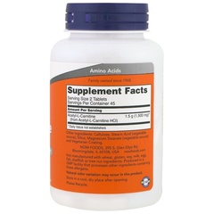 Now Foods, Ацетил-L-карнитин, 750 мг, 90 таблеток