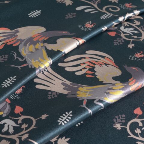 Наволочка 50x70 Mollen Мезенская роспись темно-бирюзовая шелковая