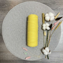 Шнур хлопковый без сердечника, d 4 мм, желтый