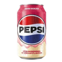 Газированный напиток Pepsi zero sugar со вкусом клубники со сливками
