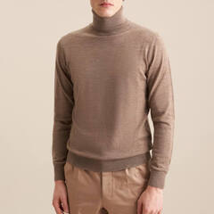 Свитер мужской Seidensticker 01.251580-23 светло-коричневый из шерсти Мерино