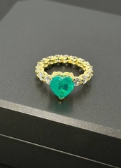 40035- Кольцо из серебра в лимонной позолоте с кварцем параиба огранка сердце