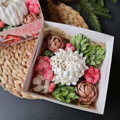 Новогодний зефир цветы «Хризантемы» / 16*16 см