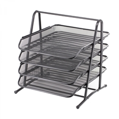 
          Лоток для бумаг горизонтальный, сборный, секционный Alingar, 4 отделения, металл, черный