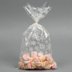 Пакет пропиленовый, Снежинки, Прозрачный, 19*34 см, 10 шт.