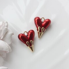 Подвеска с Сердце с красной эмалью, 25*20 мм, позолота, П903