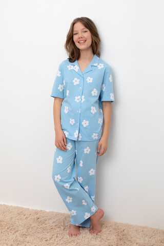 пижама  для девочки  КБ 2829/голубая мечта,цветы