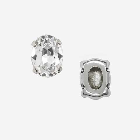 Кристалл Овал (Oval Fancy Stone) в цапах, оттенок "Кристалл"/"Crystal", 8*6мм, родирование