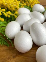 №2 Яйца пасхальные, Белые ОКРУГЛЫЕ, из пенопласта, размер 5*3,5 см, набор 20 штук.