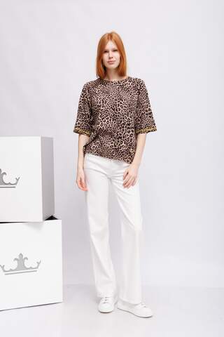 Frieda & Freddies Джемпер в лерпардовый узор с контрастной отделкой