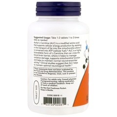 Now Foods, Ацетил-L-карнитин, 750 мг, 90 таблеток