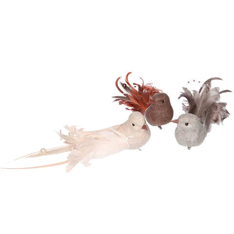 ПТИЦЫ ДЕКОР FEATHER BIRD ON CLIP 3 ШТ