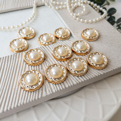 Кабошон с жемчугом, 18 мм, пластиковый, набор 12 шт.