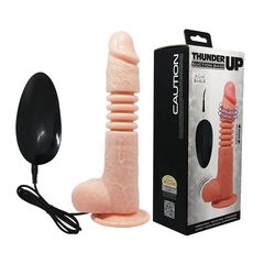 Телесный вибратор с вращением и поступательными движениями Thunder Up - 22 см. - 