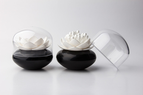 Контейнер для хранения ватных палочек Lotus черный-белый Qualy