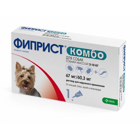 Фиприст Комбо капли на холку для собак массой 2-10 кг 1 пип 0,67 мл