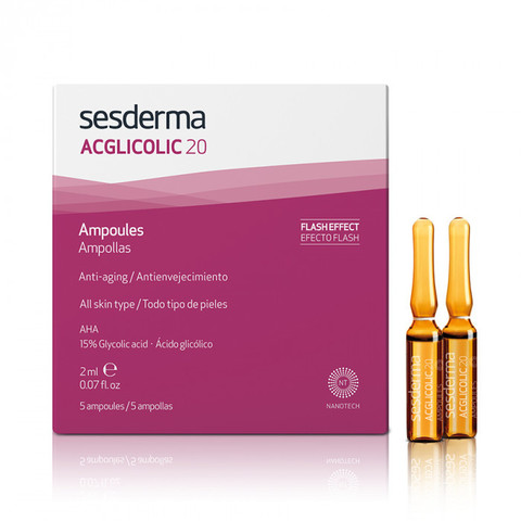 SESDERMA ACGLICOLIC 20 Ampoules – Средство в ампулах с гликолевой кислотой, 5 шт по 2мл