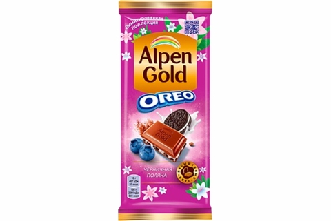 Шоколад ALPEN GOLD Молочный Черничная поляна Печенье Oreo 90 г РОССИЯ